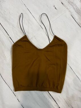 Free People Brown Spaghetti Strap Crop Tank